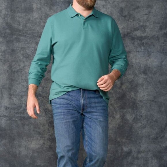 L.L. BEAN Polo Shirt Men's Size Large Green Traditional Fit Pima Cotton - Picture 2 of 11